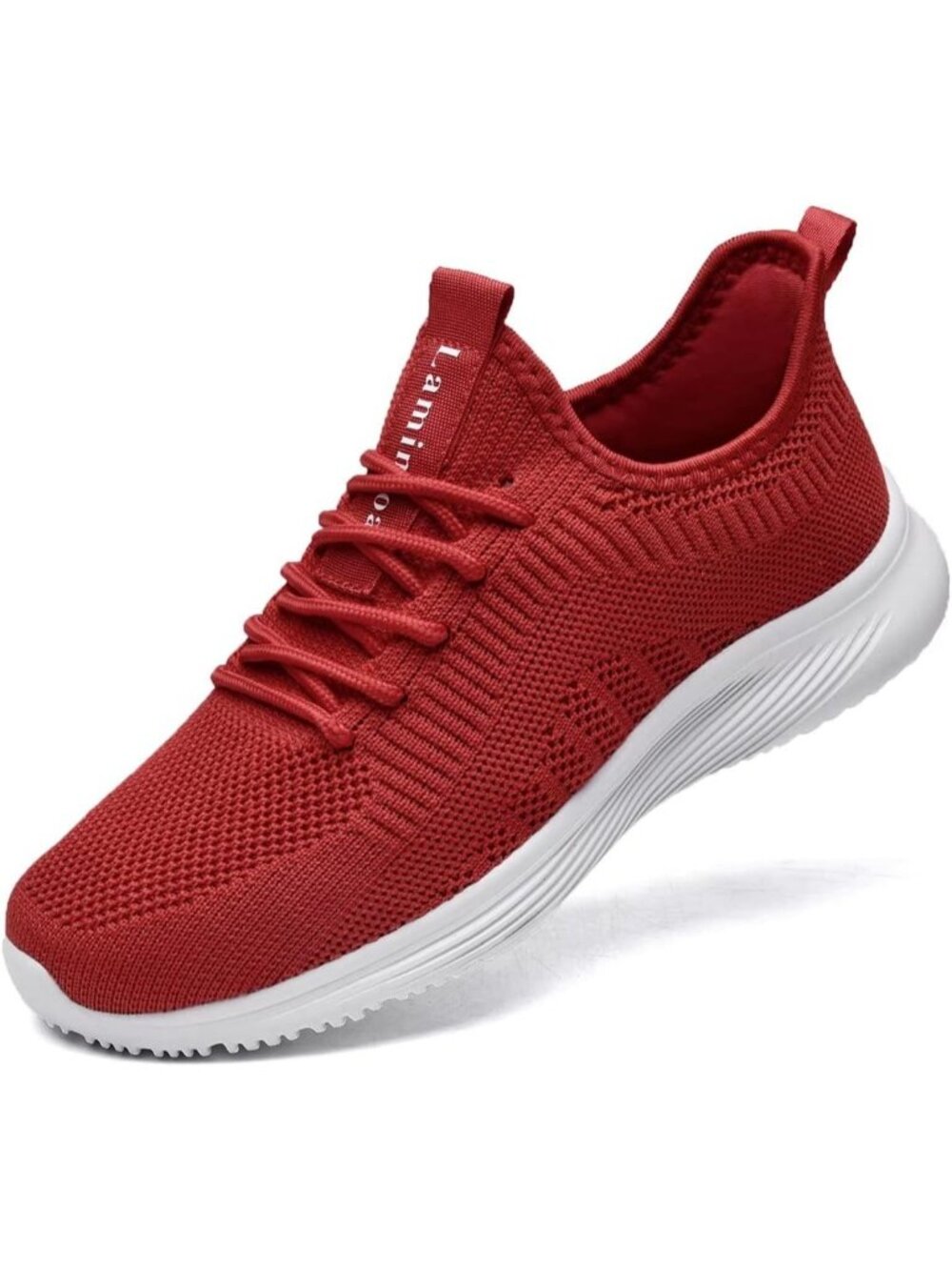 Women's Red Mesh Slip On Walking Non Slip Running Lightweight Fashion Sneaker